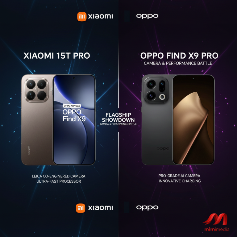 Banner perbandingan flagship dua ponsel: Xiaomi 15T Pro dan OPPO Find X9 Pro